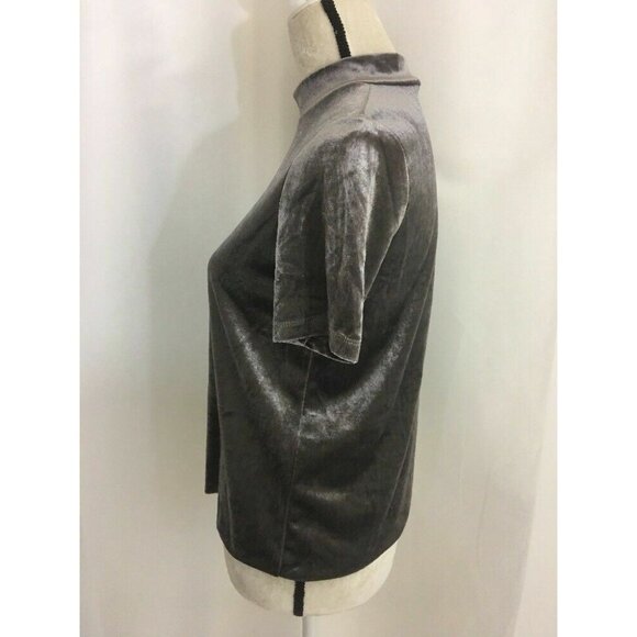 Zara Womens Solid Mauve Purple Velvet Short Sleeve Turtleneck Sweater Top Medium - Picture 3 of 6